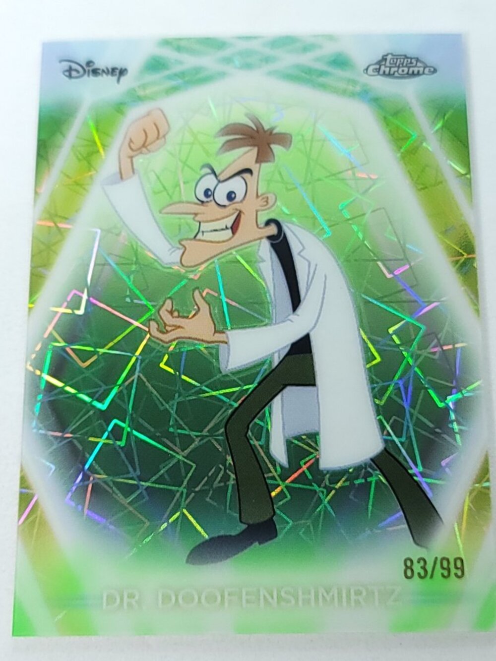 Dr Doofenshmirtz Topps 2026 Disney Chrome Neon Green Limited 83/99